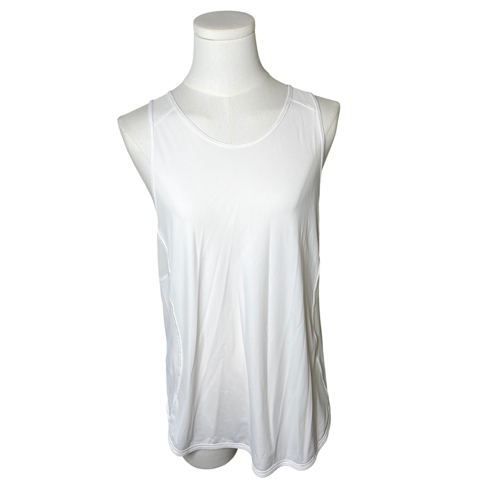 Lululemon White Mesh Vent Athletic Tank Top‎ Loose Fit Workout Womens M
